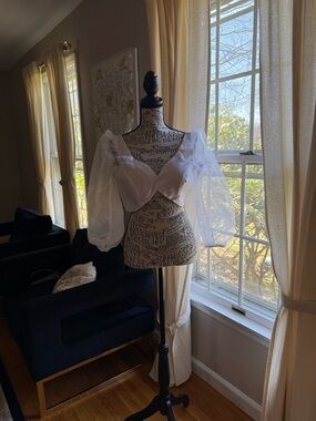 Sheer Puff Sleeve White Crop Top